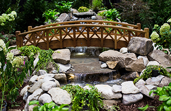 Bridge over water and rocks