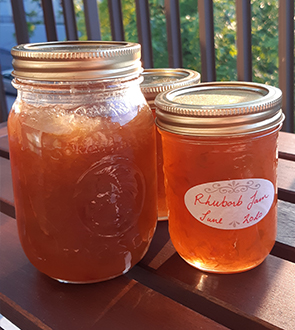 3 Jars of Rhubarb Jam in the sun