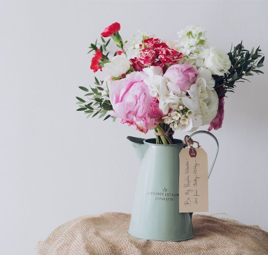 Floral Display in Teal Vase