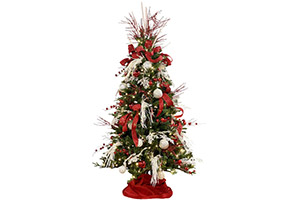 Christmas tree with red and white decorations