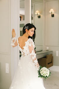 Wedding dress with lace sleeves