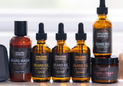 6 products beard wash, beard oil gold, beard oil silver, beard oil bronze, dome oil and beard cream