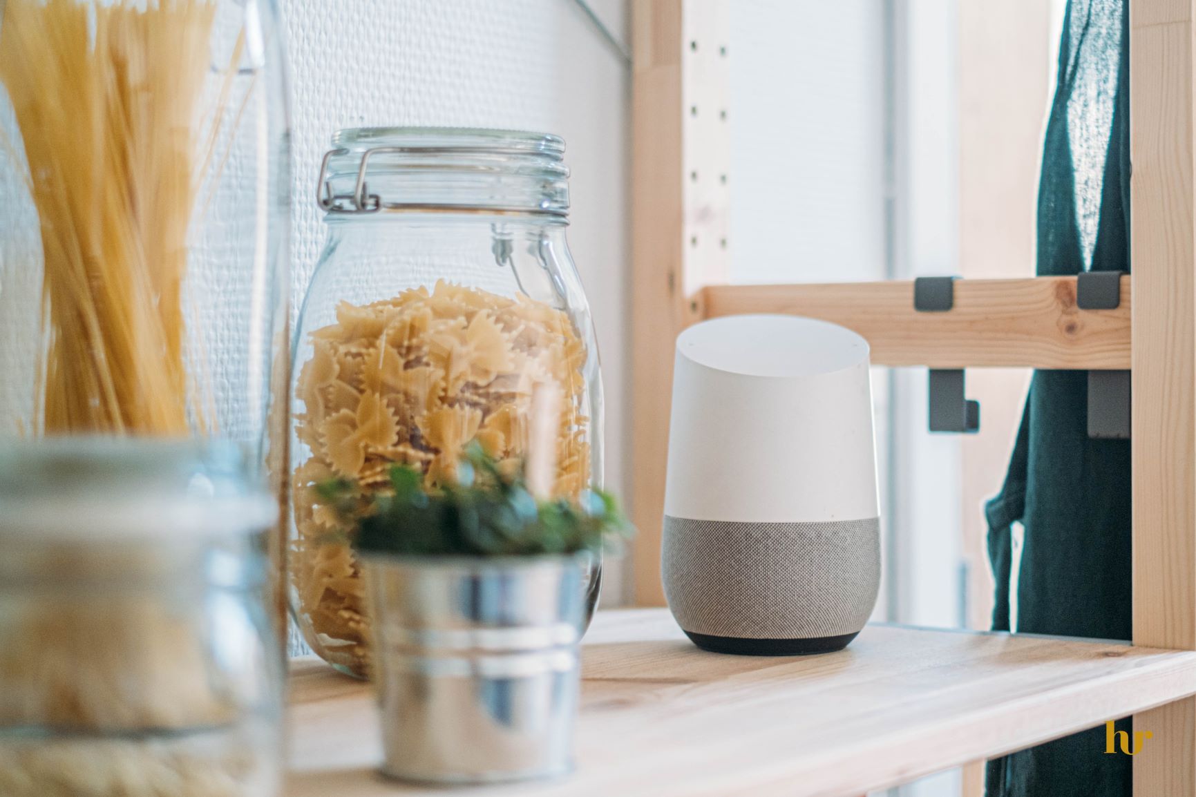 Smart Speaker on Kitchen Shelf
