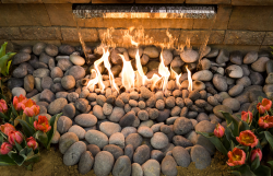 Photo of outdoor water and fire feature