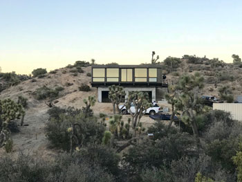 Modular container home in the desert.