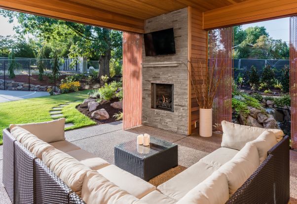 outdoor seating and firepit