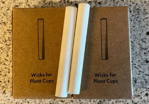 2 White Wicks for Smart Garden Plant Cups on Top of Boxes