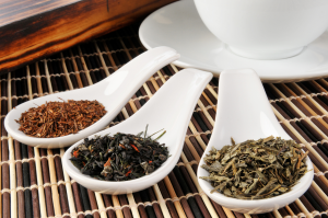 Tea and spices in small spoons