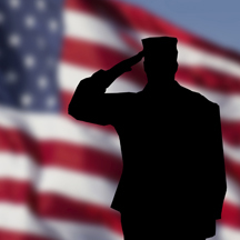 Hero Day Silhouette of soldier in front of American flag