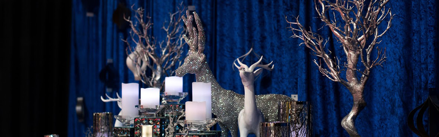 Silver reindeers holiday decor